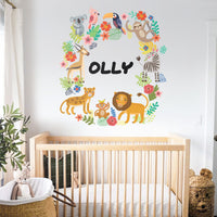 Animal Wreath with Custom Name Wall Decal Your Decal Shop Wall Decal NZ