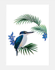Artistic Series Kingfisher in Native Sun Orchids Art Print