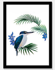 Artistic Series Kingfisher in Native Sun Orchids Art Print