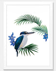 Artistic Series Kingfisher in Native Sun Orchids Art Print