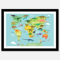 World Map Dinosaurs Art Print Your Decal Shop Wall Decal NZ