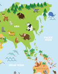 Children's Cartoon World Map Wall Decal