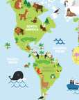 Children's Cartoon World Map Wall Decal
