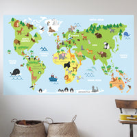 Children's Cartoon World Map Wall Decal