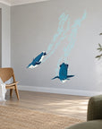 Diving penguins wall decal in a coastal room from a different angle
