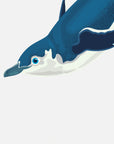 Artwork detail: straight-on close-up of the little penguin kororā head