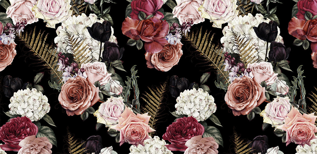 Elegant Vintage Rose Bouquet Mural