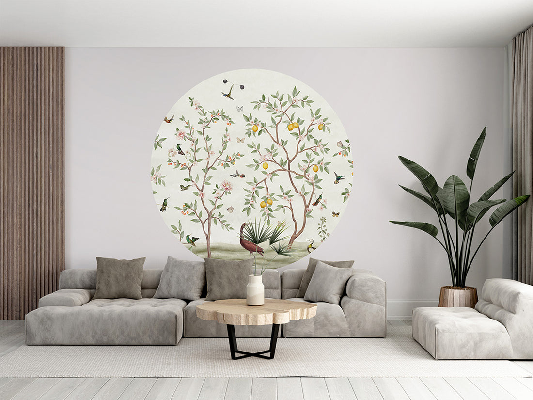 Lemon Tree Chinoiserie - White Dot