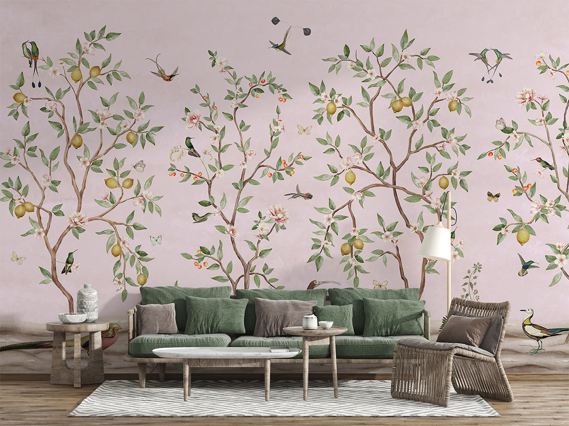 Lemon Tree Chinoiserie - Pink