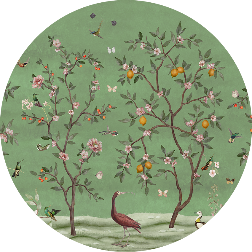 Lemon Tree Chinoiserie - Green Dot