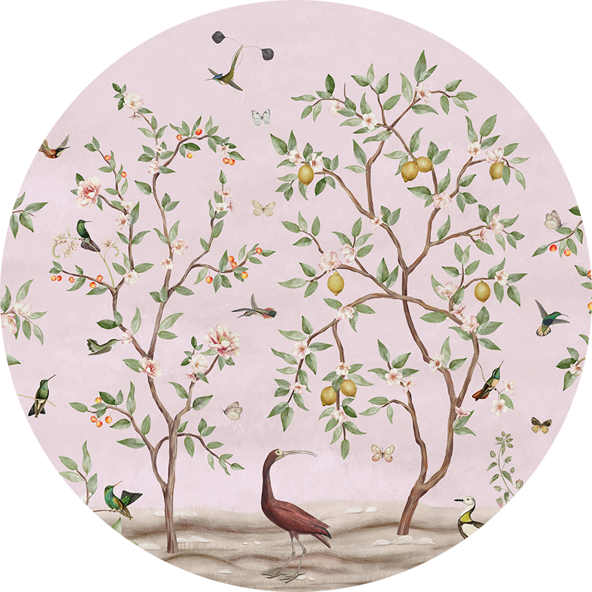 Lemon Tree Chinoiserie - Pink Dot