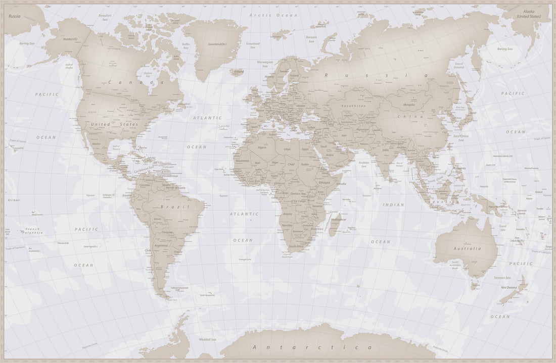Us Map Neutral Neutral Tones World Map – Your Decal Shop