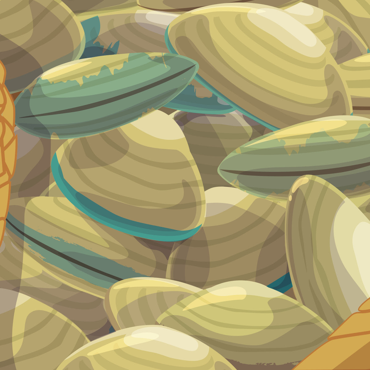 Artwork detail visualisation – Kaimoana Kete – shell linework