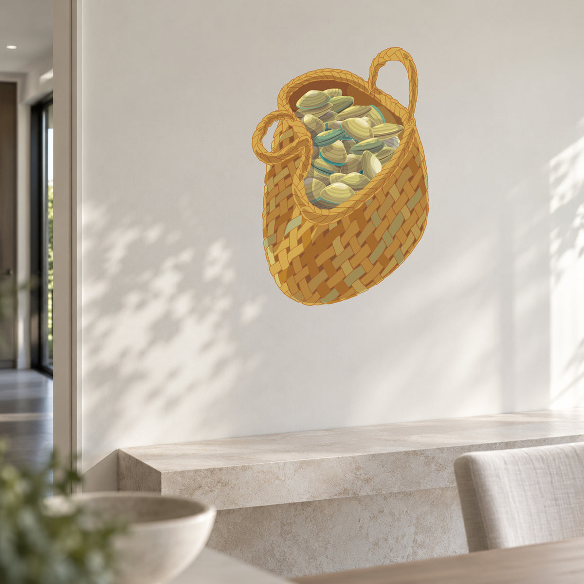 Kaimoana Kete wall decal room visualisation – limestone console room