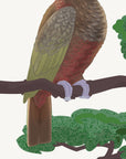 Artwork detail visualisation – Kākā and Branch – wing feet and tail – straight-on original artwork