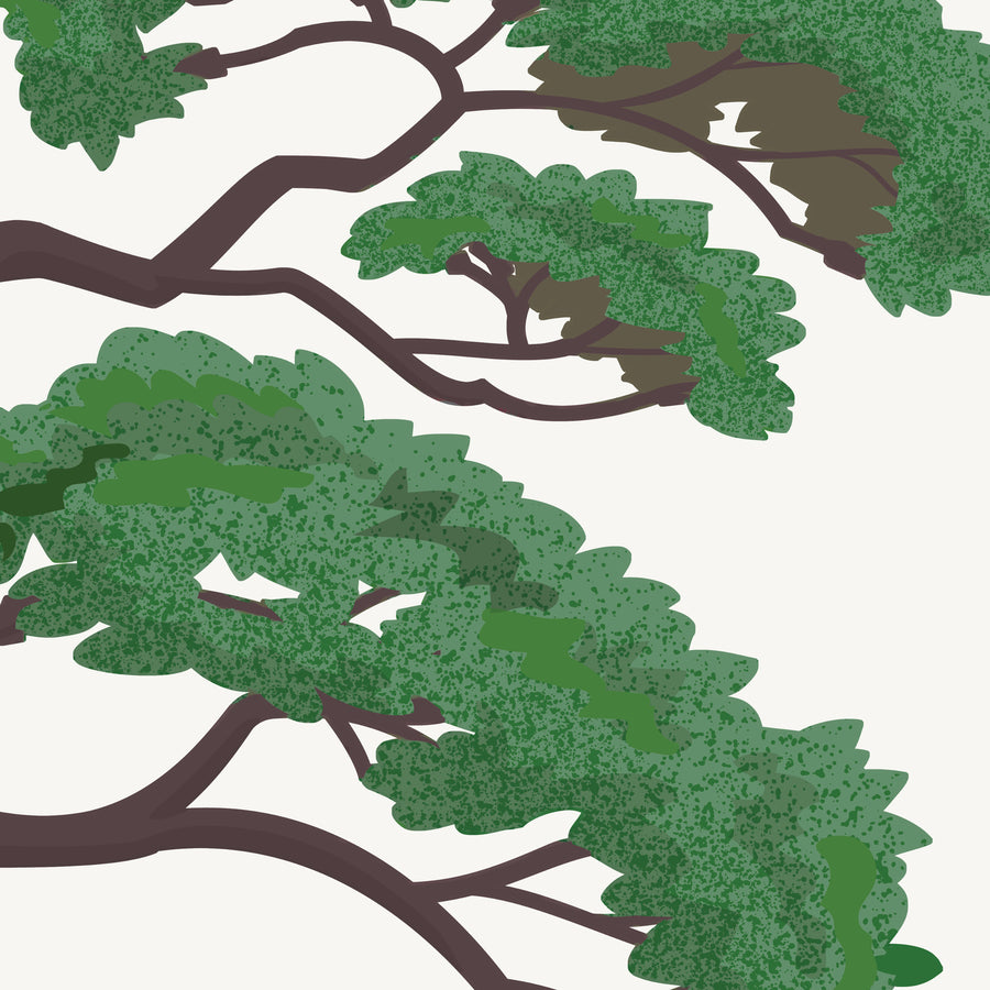 Artwork detail visualisation – Kākā and Branch – branches and foliage – straight-on original artwork