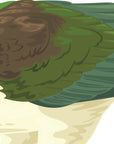 Artwork detail visualisation – Karaka Branch with Kererū – feather linework
