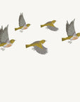 Artwork detail visualisation – Kauri with Waxeyes – five waxeyes – straight-on original artwork