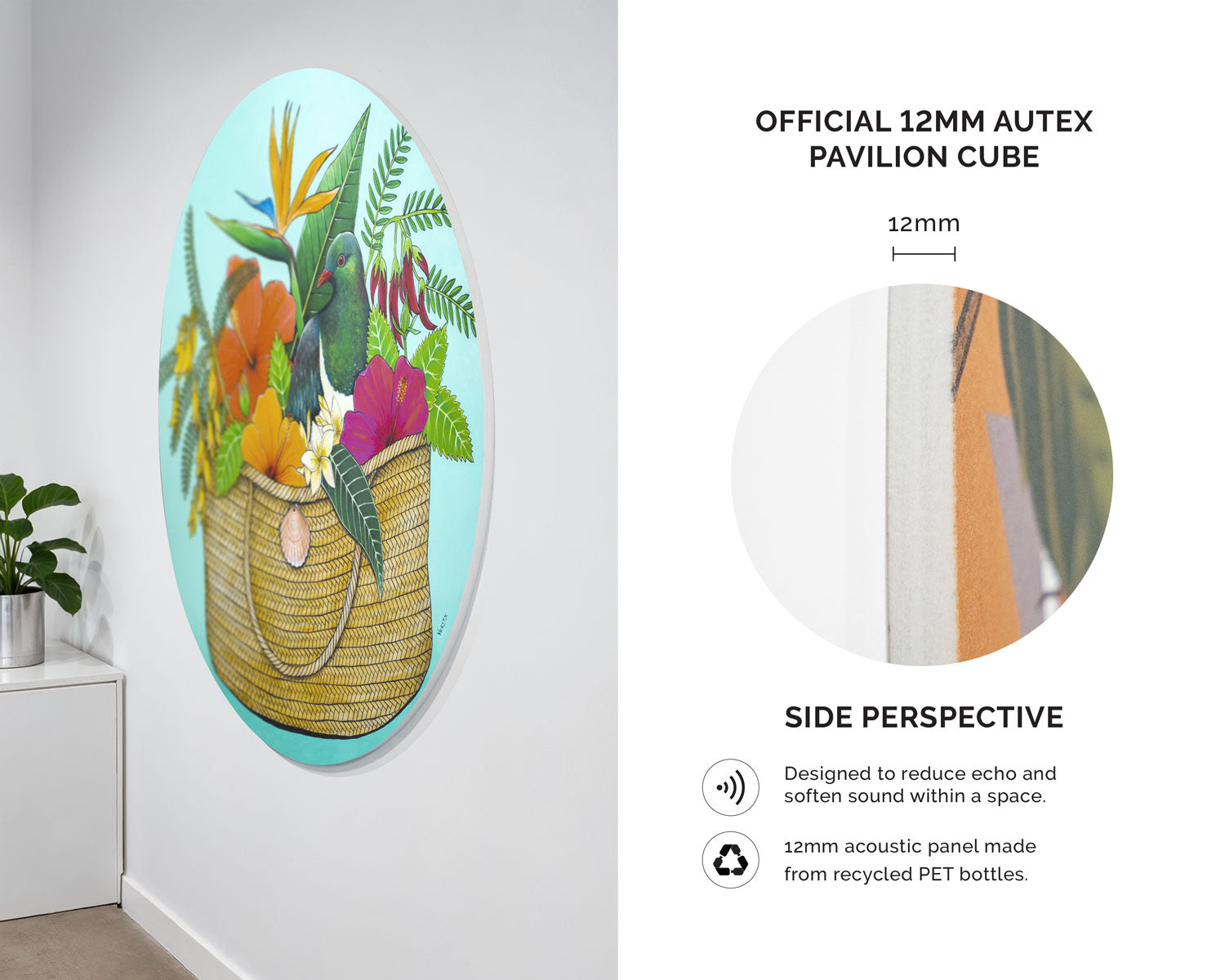 Kereru Kete Flowers Acoustic Wall Art