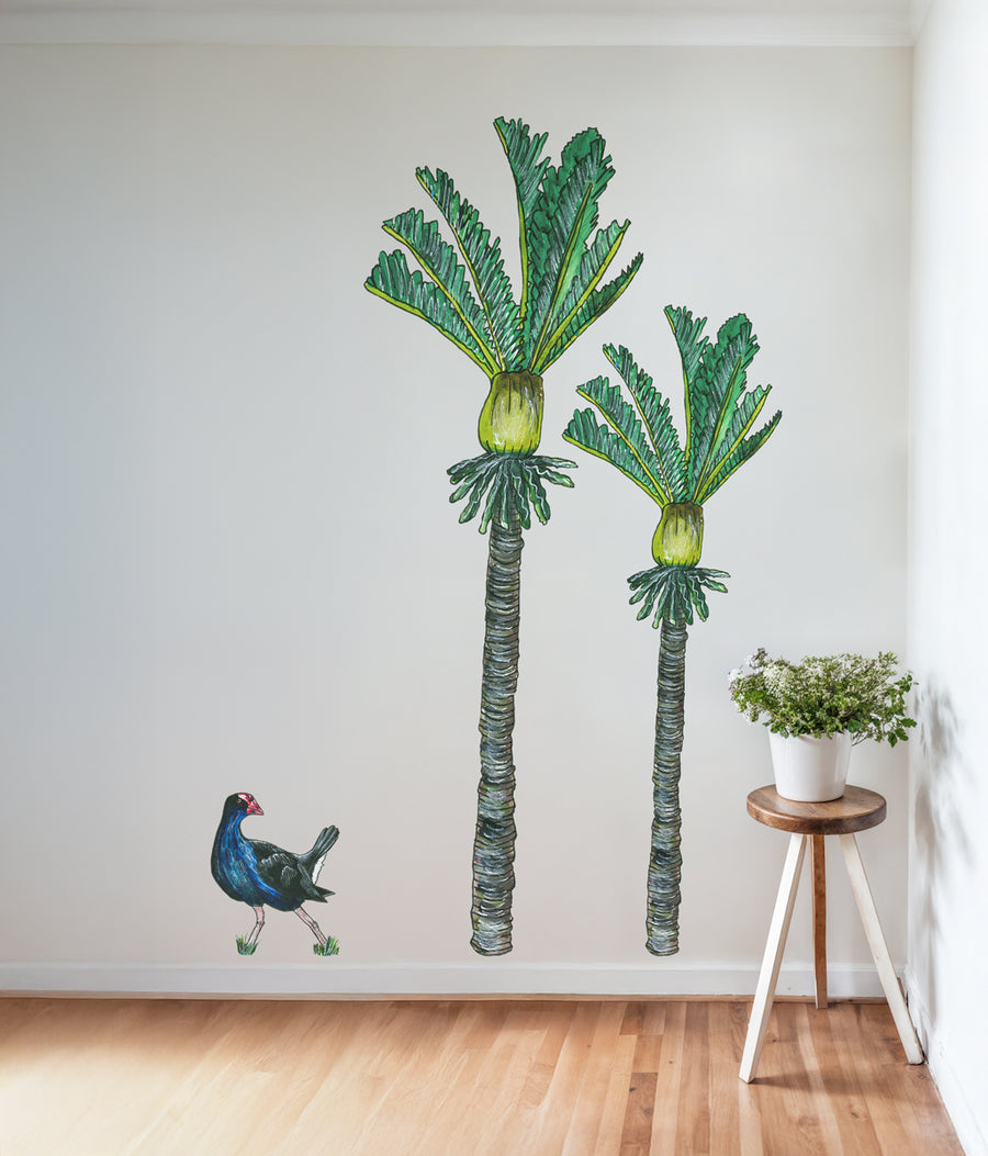 Nikau Trees with Pukeko