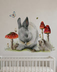 Lean On Me by Olivia Bezett, wall decal room mock-up in a nursery above a cot.