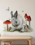 Lean On Me by Olivia Bezett, wall decal room mock-up in a room above a timber bench.