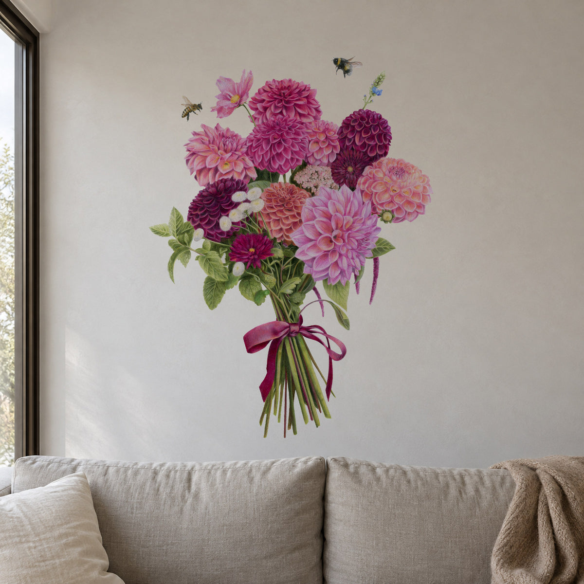 Dahlia Bouquet Wall Decal | Olivia Bezett | YDS STUDIO
