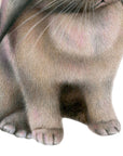 Rabbit with Flower Hat by Olivia Bezett, original artwork detail showing the rabbit’s chest, ears and front paws.