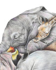 Safari Sleepers by Olivia Bezett, original artwork detail showing the sleeping elephant and giraffe.