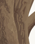 Artwork detail visualisation – Pōhutukawa with Swing and Birds – Extreme original branch graphic texture – straight-on original artwork