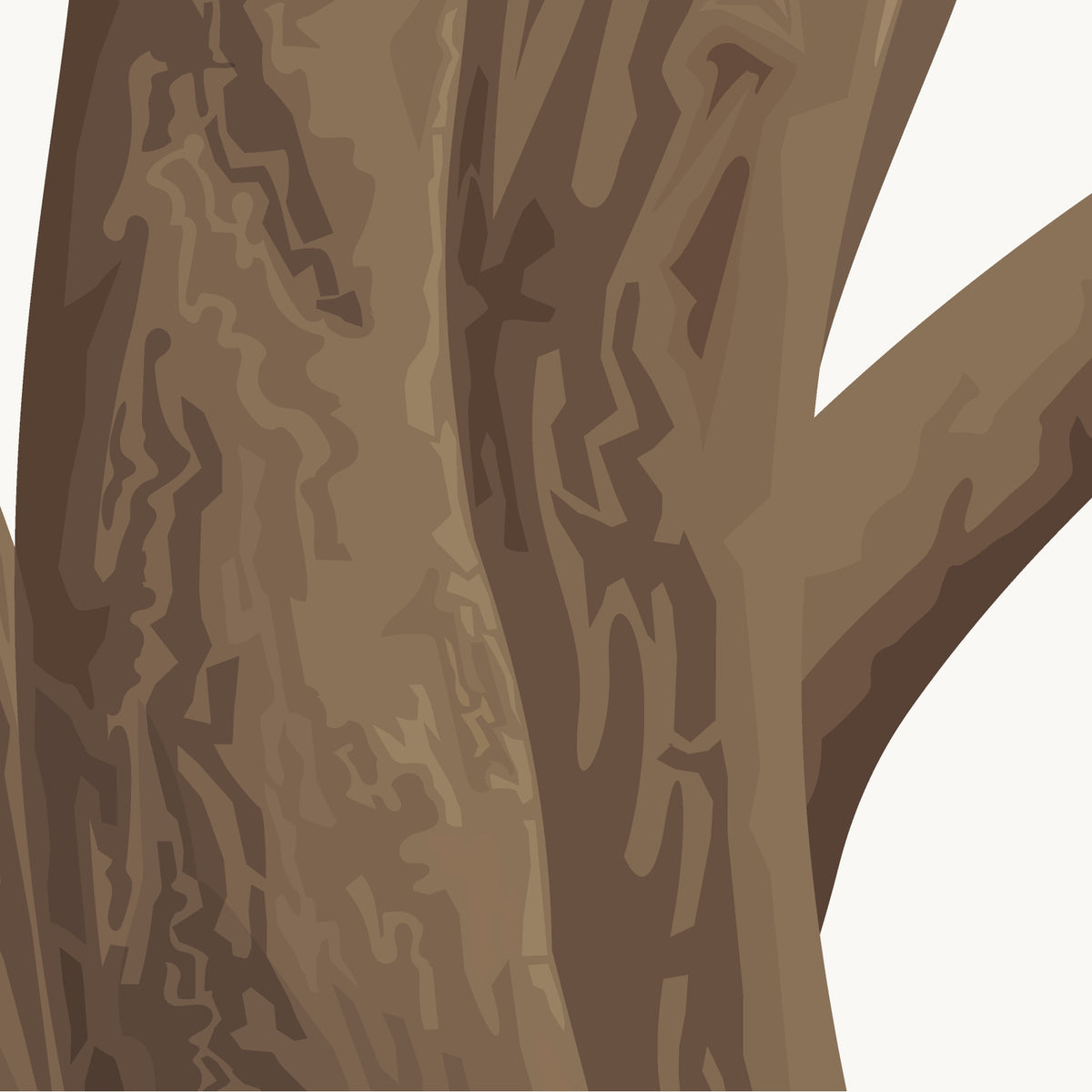 Artwork detail visualisation – Pōhutukawa with Swing and Birds – Extreme original branch graphic texture – straight-on original artwork