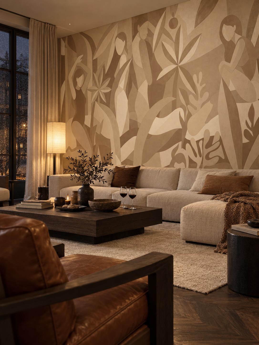 Amber Muse Cognac & Cream wall mural lifestyle image