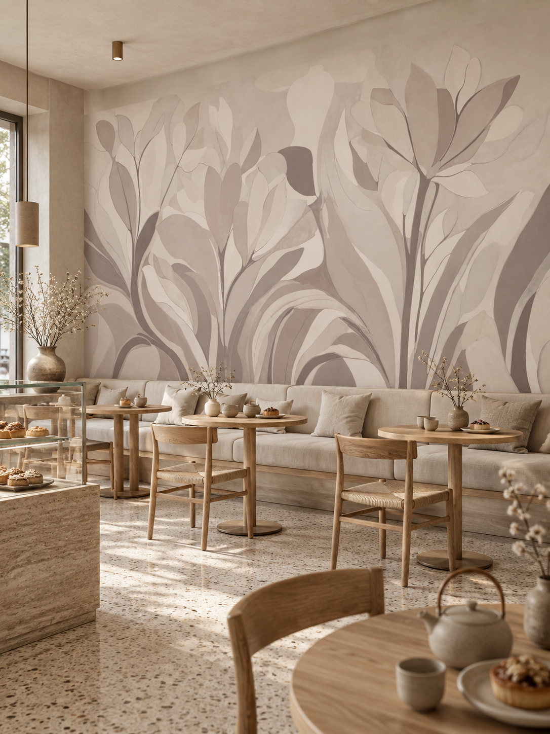Emil's Bloom Powder & Linen wall mural lifestyle image