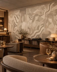 Lunar Drift Pale Linen wall mural lifestyle image