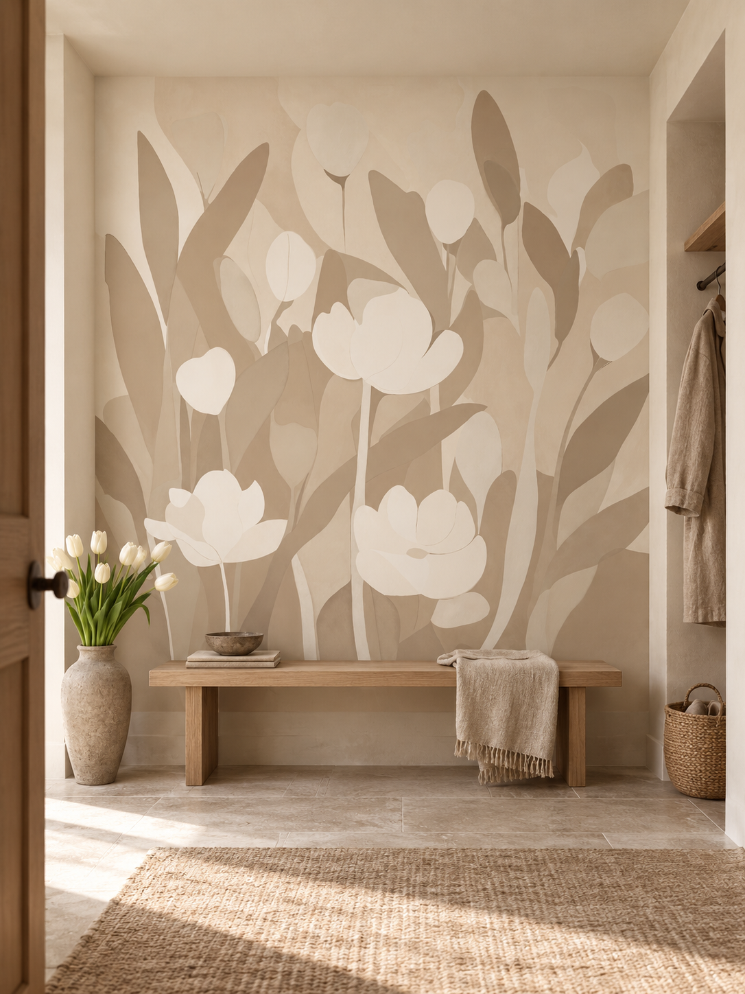 Emil's Meadow Bone & Milk wall mural lifestyle image