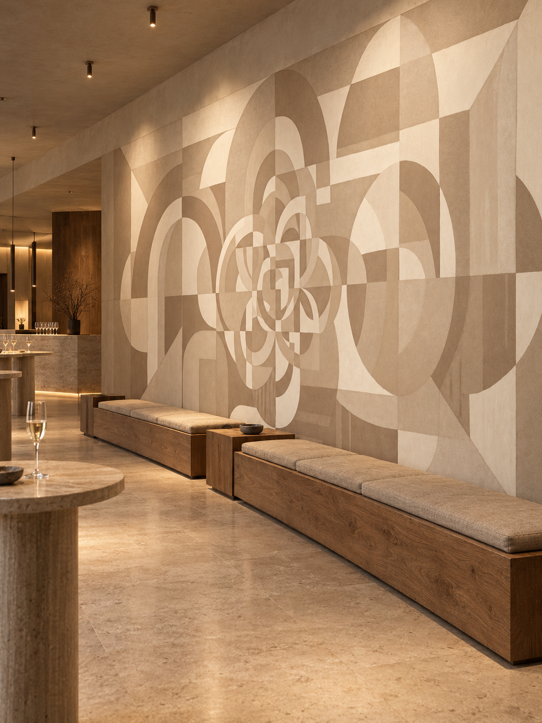 Silent Passage Clay & Lime wall mural lifestyle image