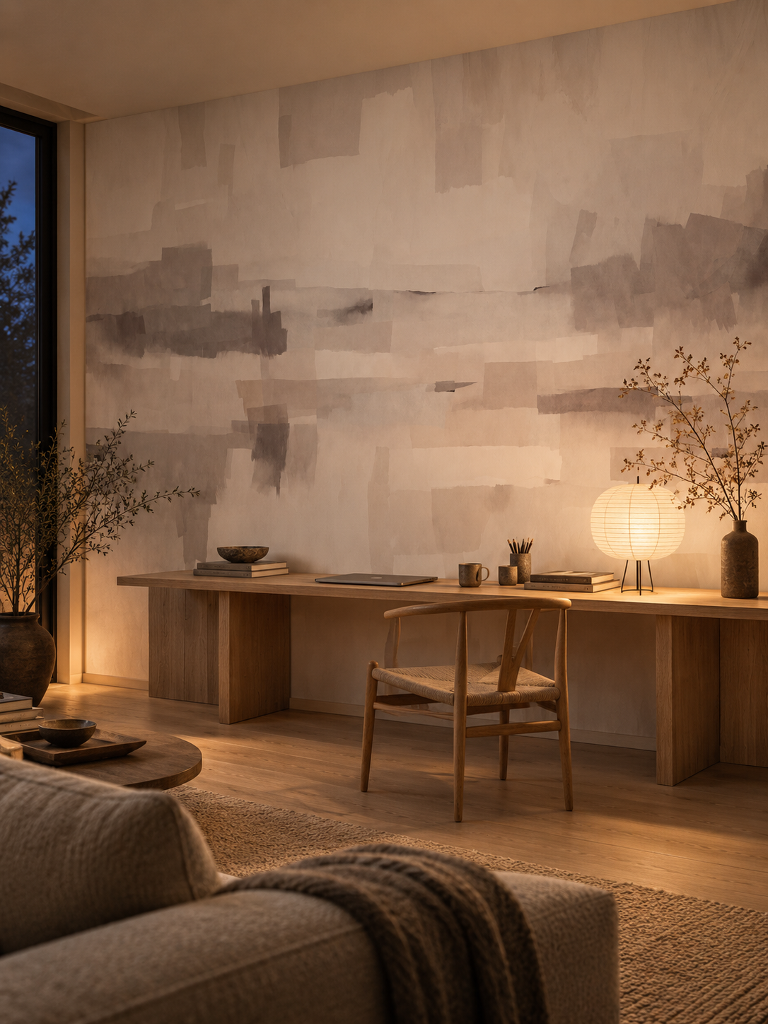 Velvet Dusk Powder Plaster styled room view 3