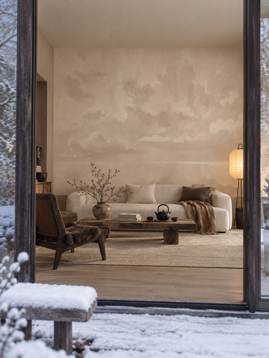 Velvet Smoke Cream &amp; Caramel styled room view 6
