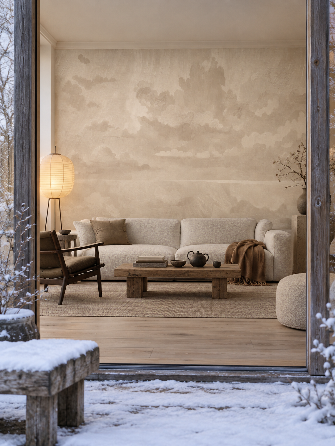 Velvet Smoke Cream &amp; Caramel styled room view 7