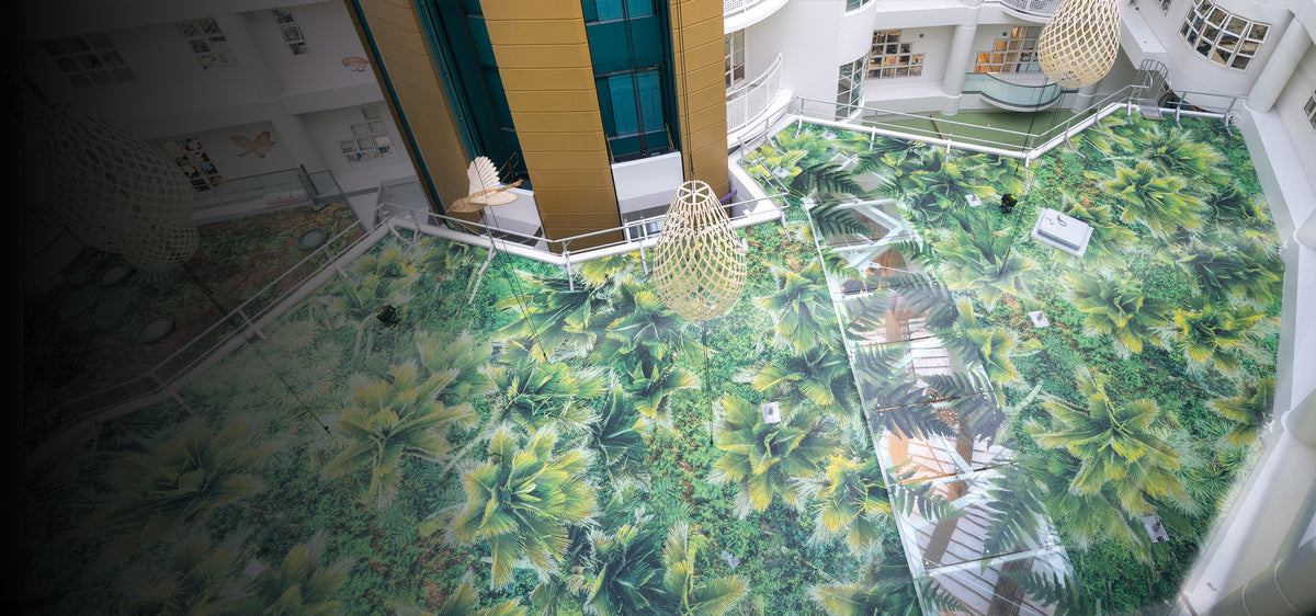 Starship Hospital Atrium transformed with YDS Studio interior wall graphics