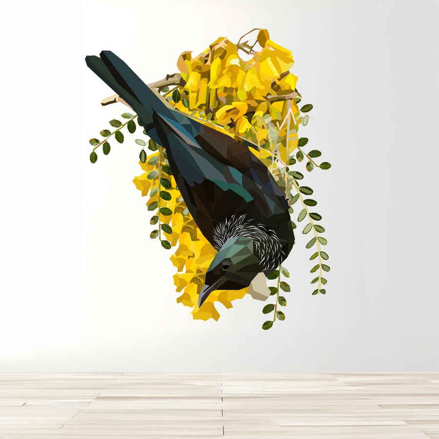 Tui in Kowhai Wall Decal