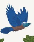 Artwork detail visualisation – Tūī Nest – flying tui – straight-on original artwork
