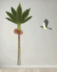 Flying Kererū and Nikau Tree