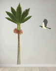 Flying Kererū and Nikau Tree