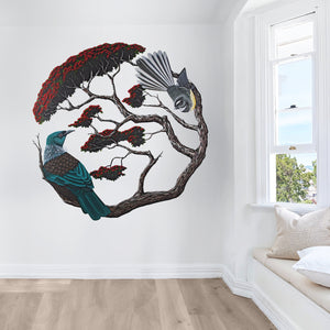 Tui & Fantail in Pohutukawa
