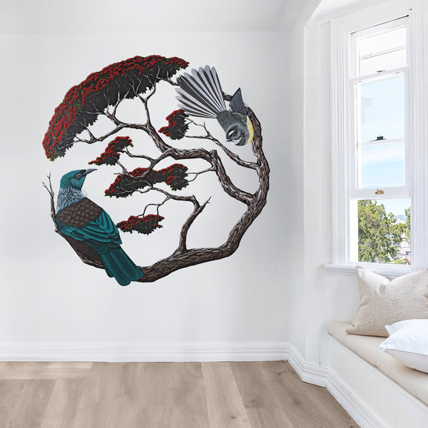 Tui & Fantail in Pohutukawa