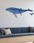 Whale mother and calf wall decal library reading nook room view