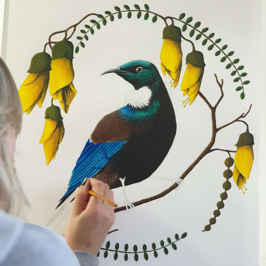 Artistic Series Tui in Kowhai Art Print