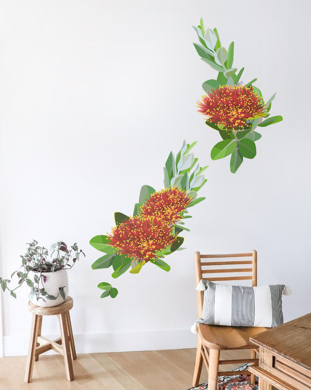NZ Pohutukawa Map Wall Decal