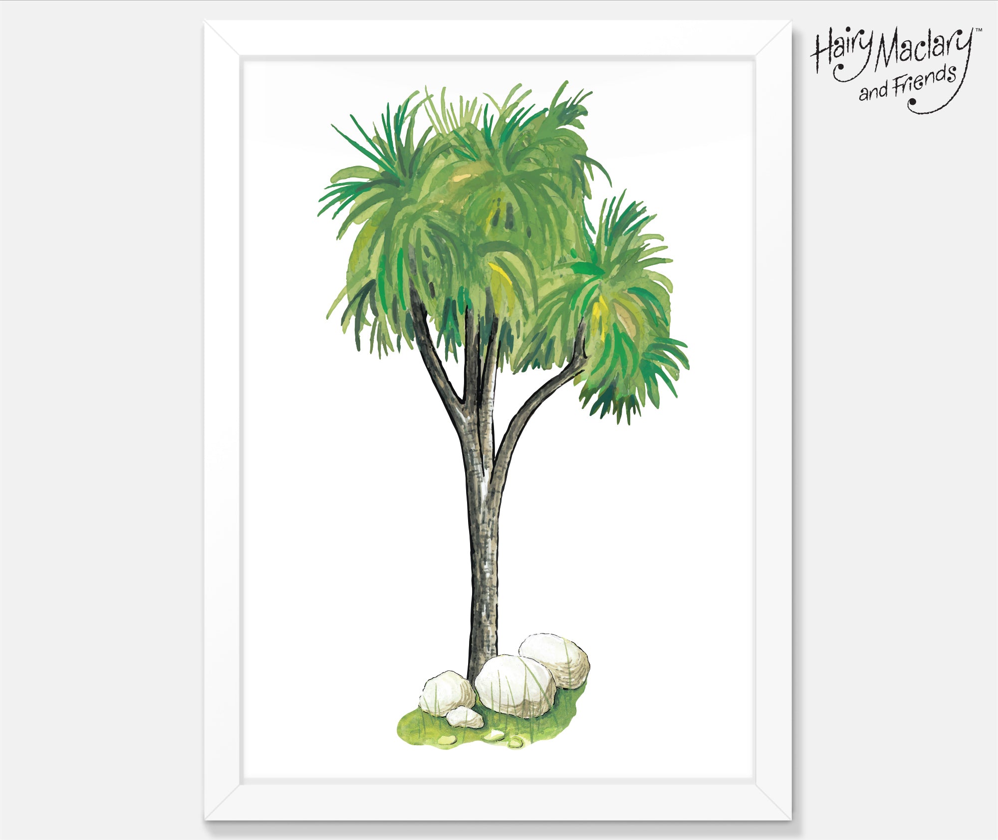 Hairy Maclary Cabbage Tree Art Print